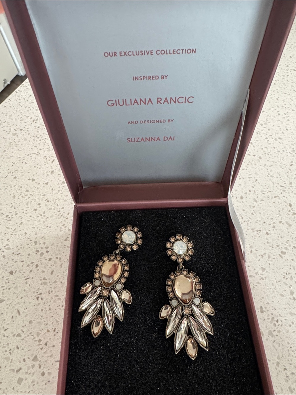 G by Giuliana Champagne and Clear Crystal Drop Earrings